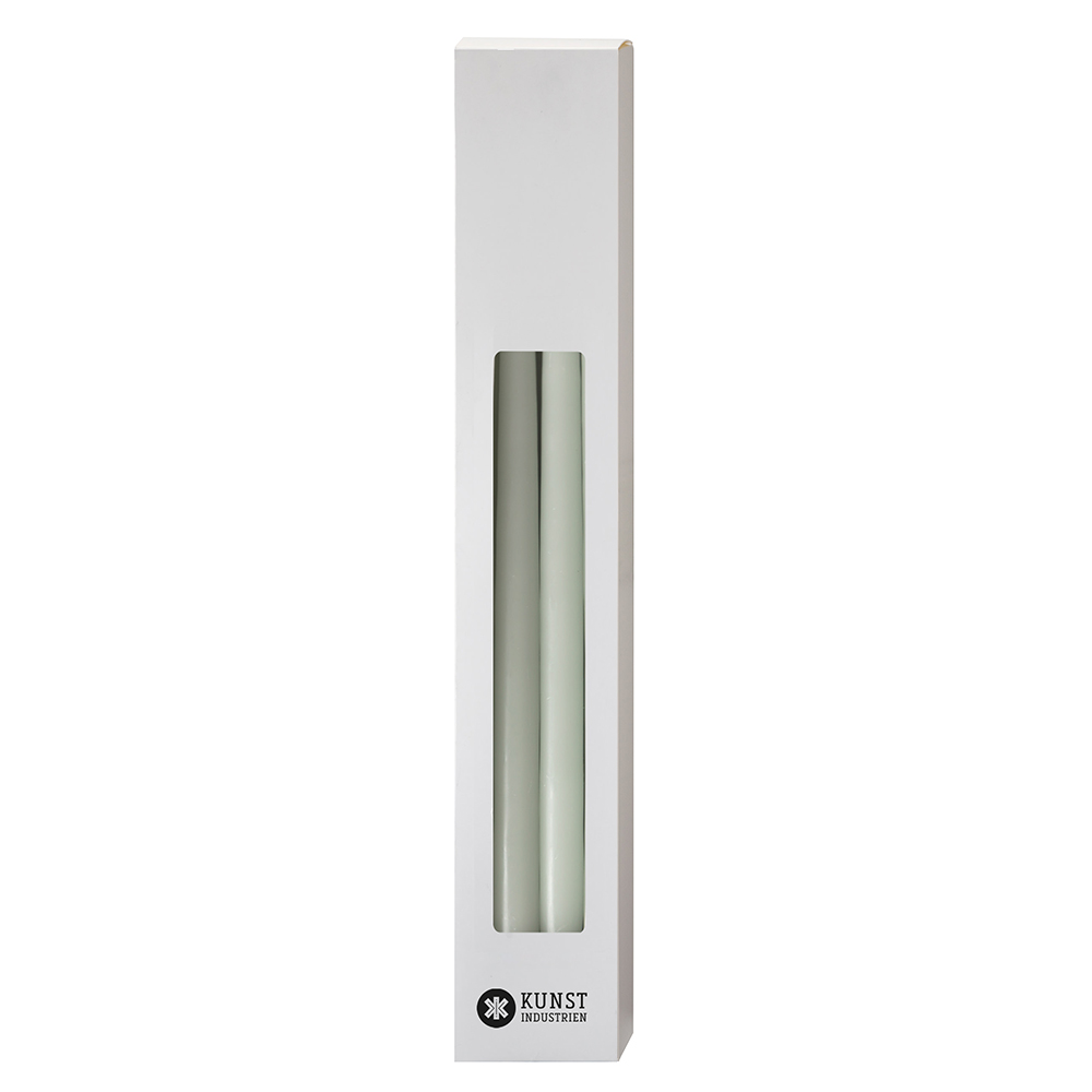 Thin taper candles LIGHT RESEDA - color no. 39, 1.3 x 28 cm - 12 pieces