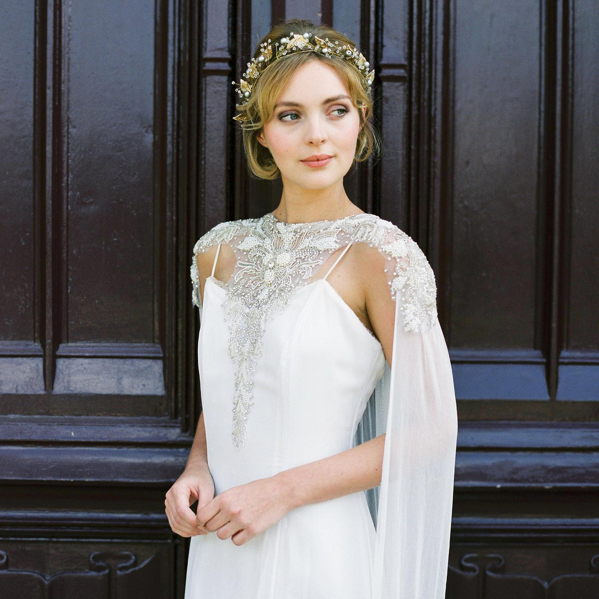 Gibson Bespoke hand-embroidered bridal cape LAKSHMI