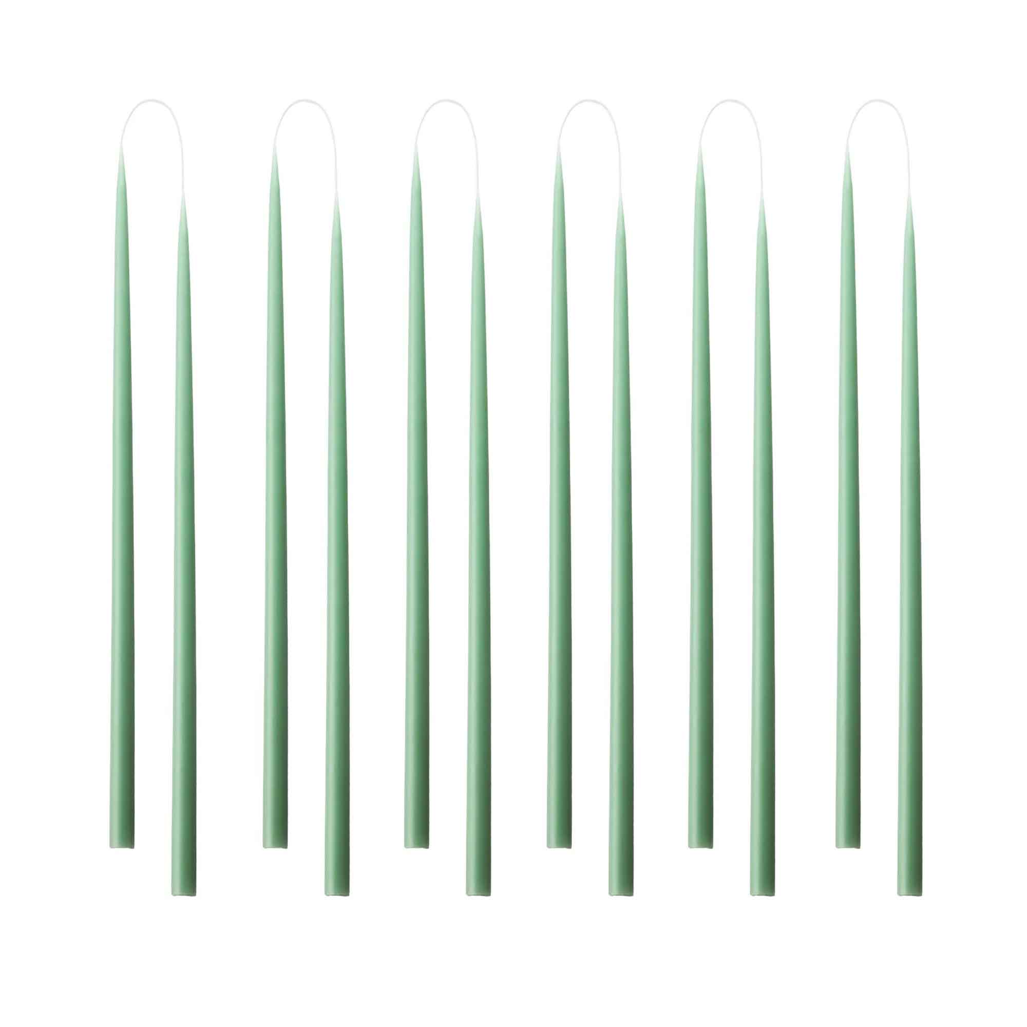 kunstindustrien-duenne-stabkerzen-nagel-quist-sage-salbeigruen-1 Thin taper candles DARK GREEN RESEDA - color no. 38, 1.3 x 28 cm - 12 pcs.