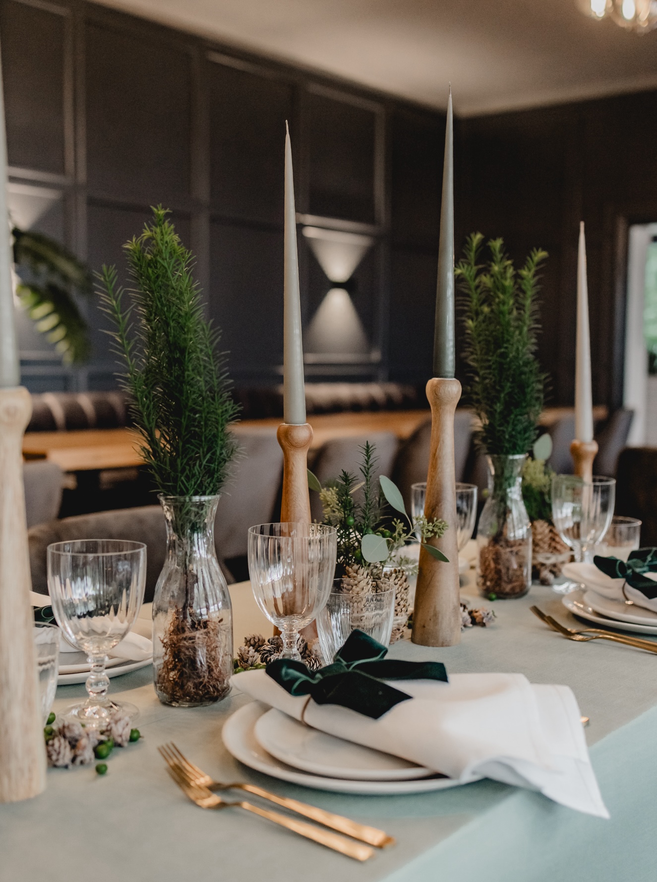 Napkin rings VELVET fir green