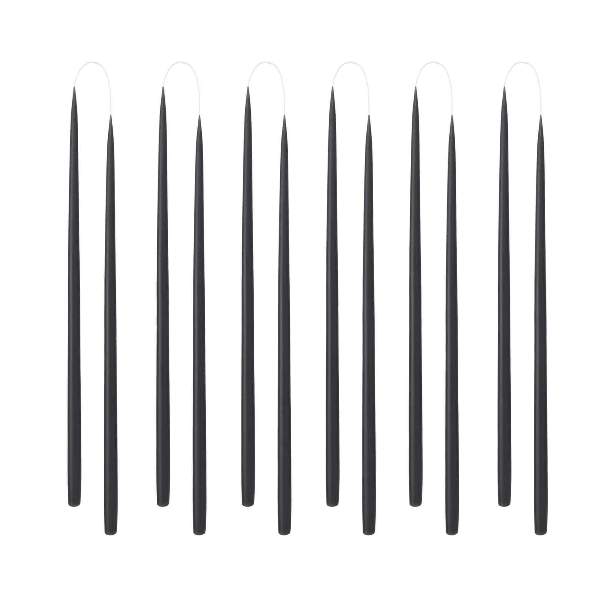 kunstindustrien-duenne-stabkerzen-nagel-quist-schwarz-1 Thin taper candles BLACK - color no. 91, 1.3 x 28 cm - 12 pcs.
