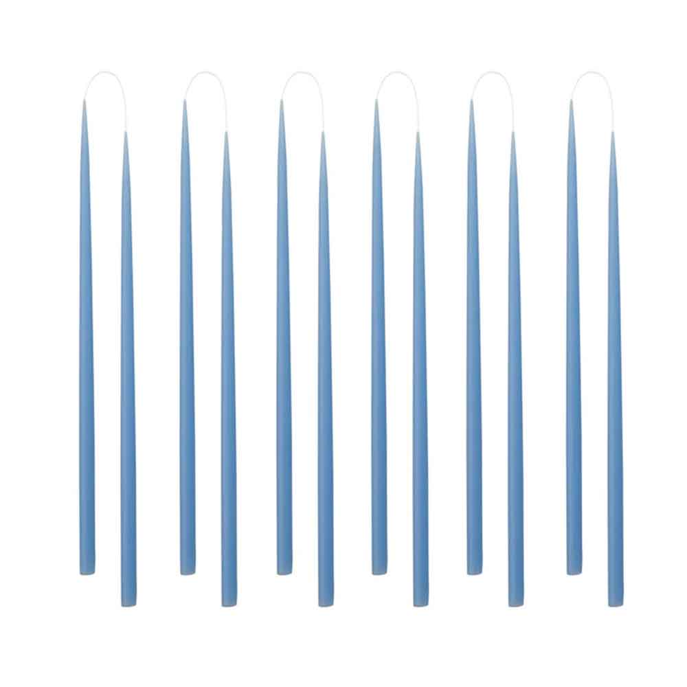 Thin taper candles STEEL BLUE - color no. 29, 1.3 x 28 cm - 12 pcs.
