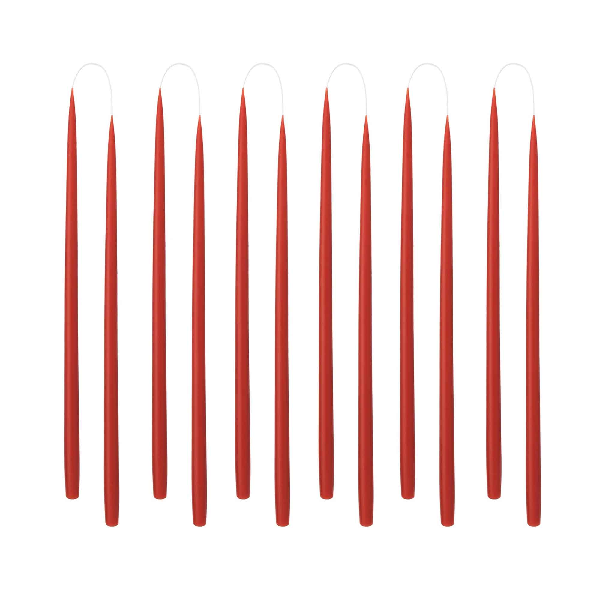 Thin taper candles RUST RED | rust - color no. 47, 1.3 x 28 cm - 12 pcs.