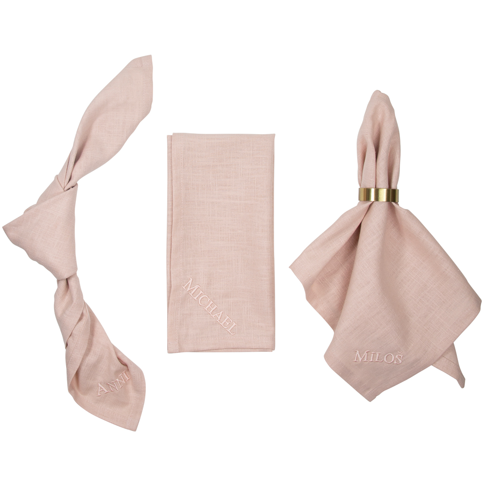 Personalized embroidery on linen napkin Personalized embroidery on linen napkin