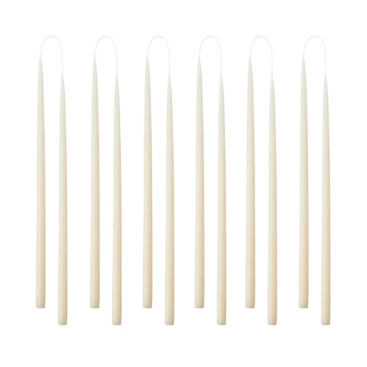 Thin taper candles WHITE - color no. 01, 1.3 x 28 cm - 12 pcs.