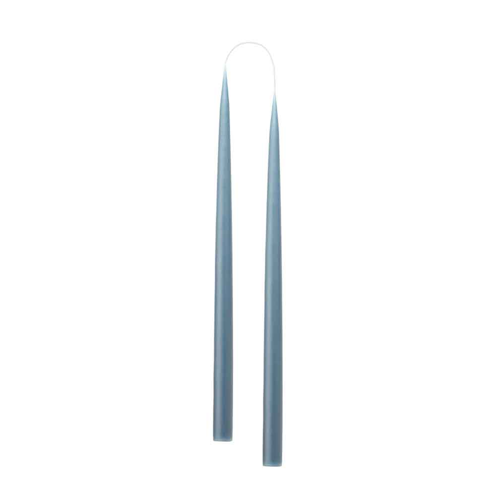 Taper candles GREY BLUE - color no. 21, 2.2 cm x 35 cm - 2 pcs.