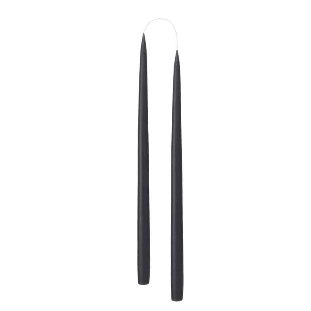 Taper candles BLACK - color no. 91, 2.2 cm x 35 cm - 2 pcs.