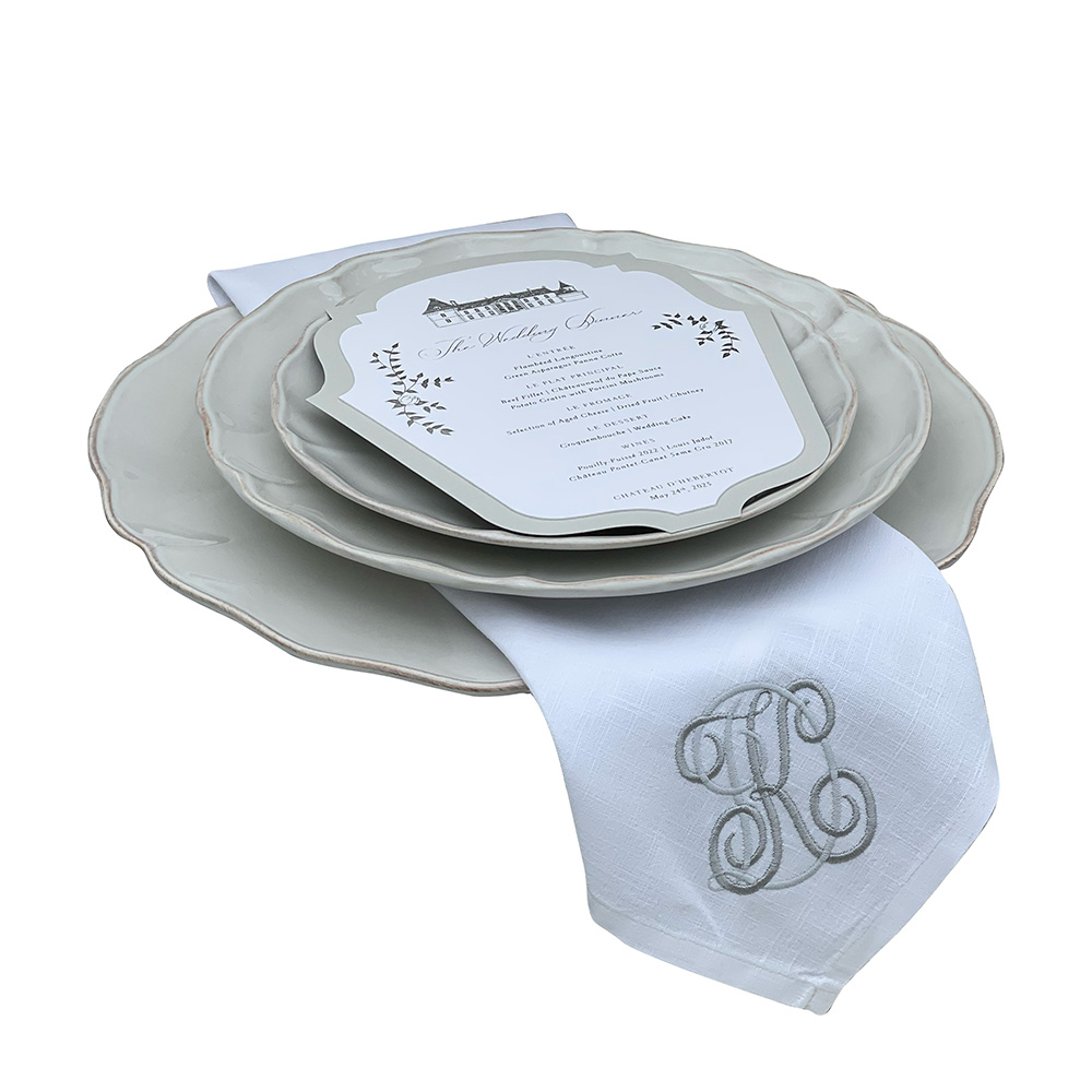 Personalized embroidery on linen napkin Personalized embroidery on linen napkin