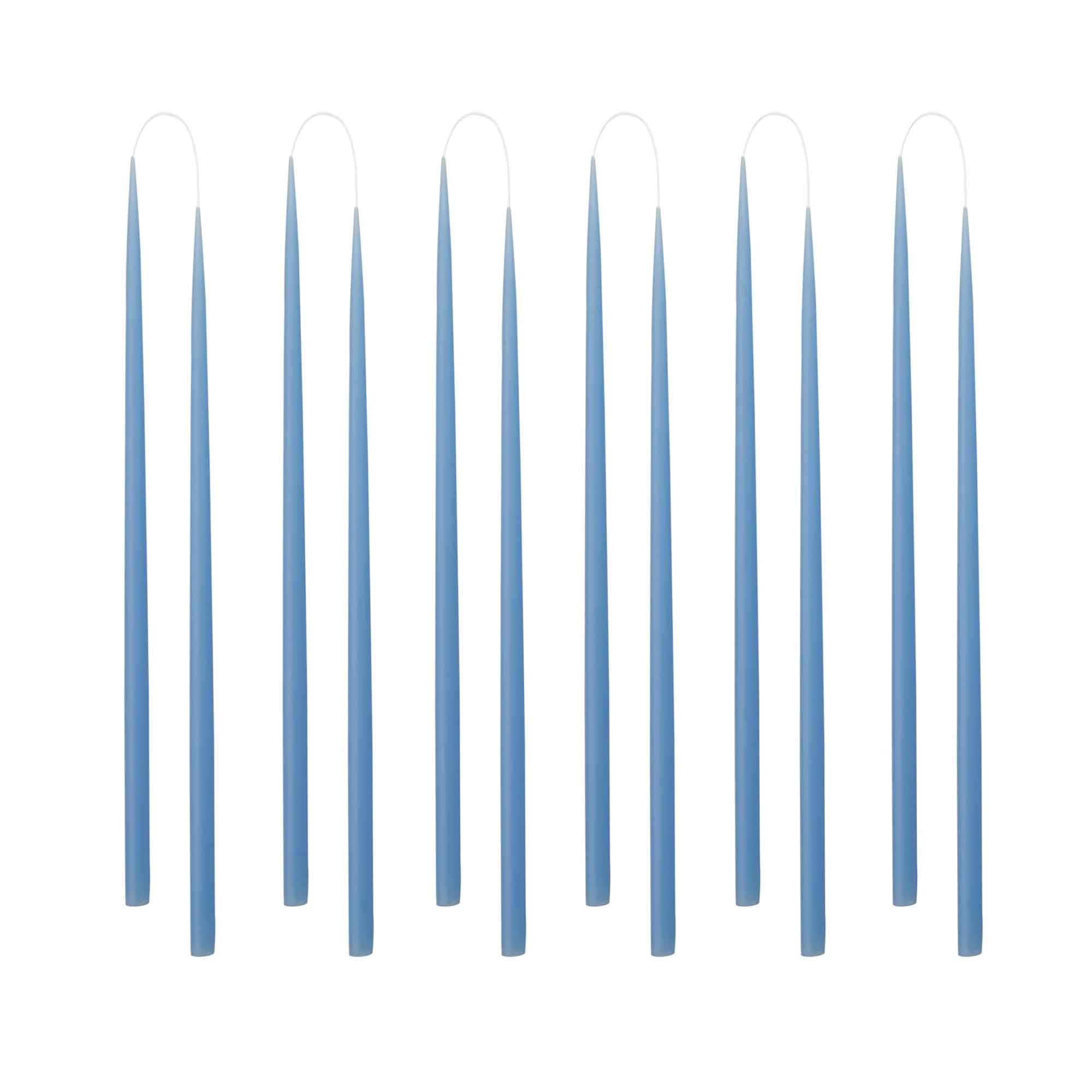 kunstindustrien-duenne-kerzen-nagel-quist-lavandar-graublau-1 Thin taper candles GREY BLUE | french blue - color no. 21, 1.3 x 28 cm - 12 pcs.