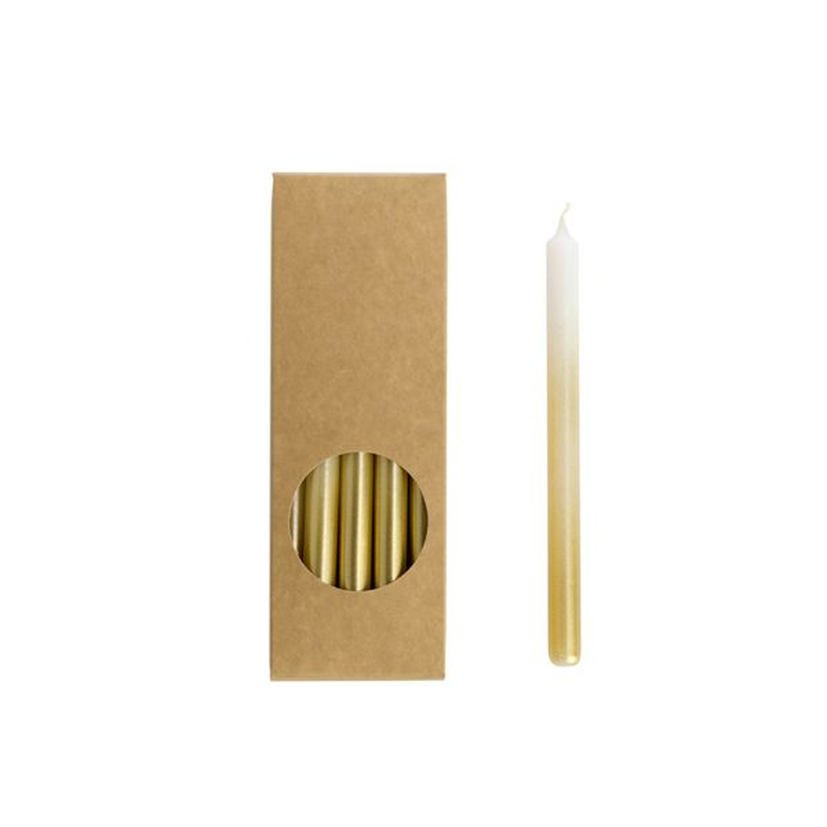 rustik-lys-dunne-stabkerzen-baumkerzen-weiss-gold-3 Thin stick candles/tree candles for Stoff Nagel candle holder - white-gold