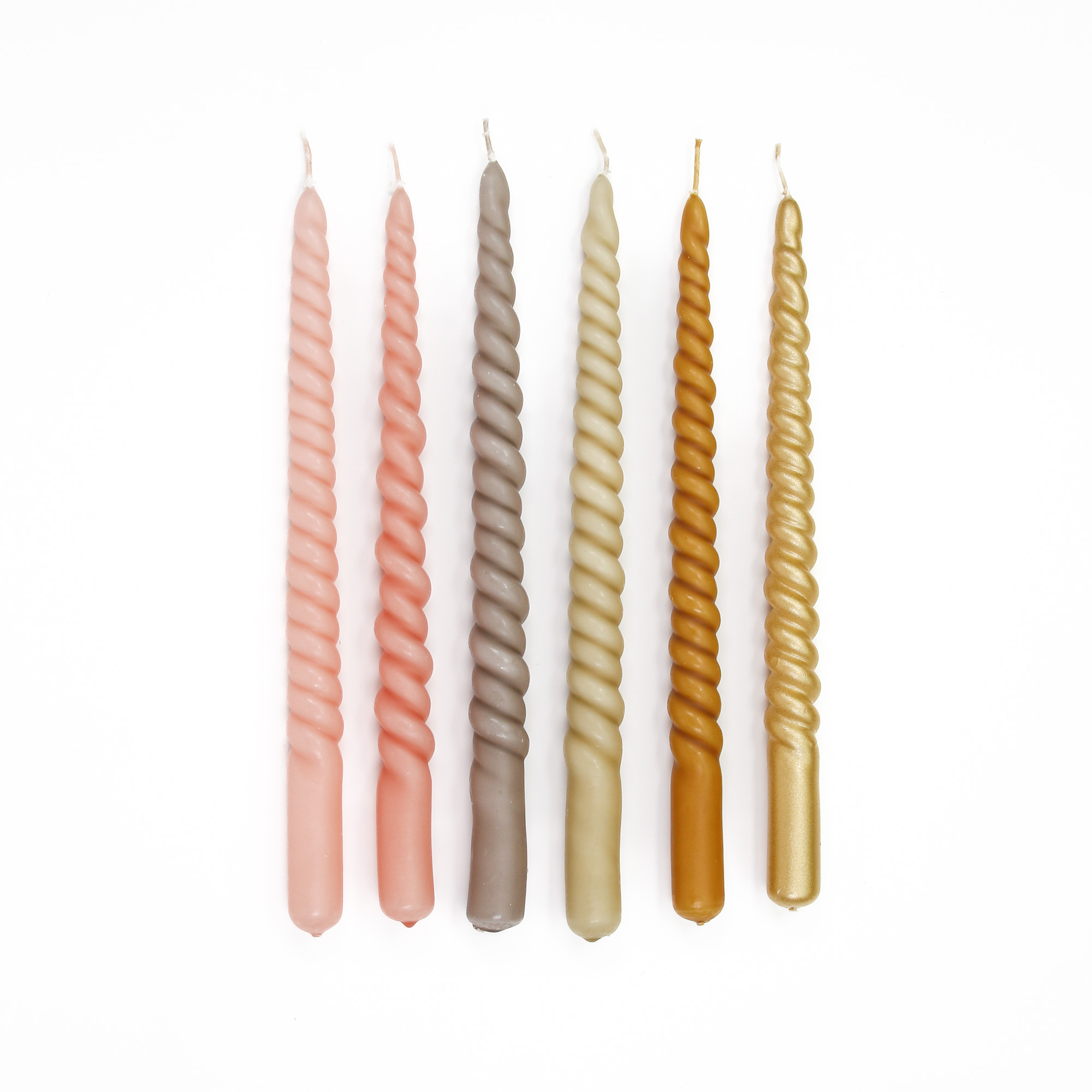 rustiklys-swirl-spitzkerzen-farbuebersicht Twisted taper candles SWIRL - taupe