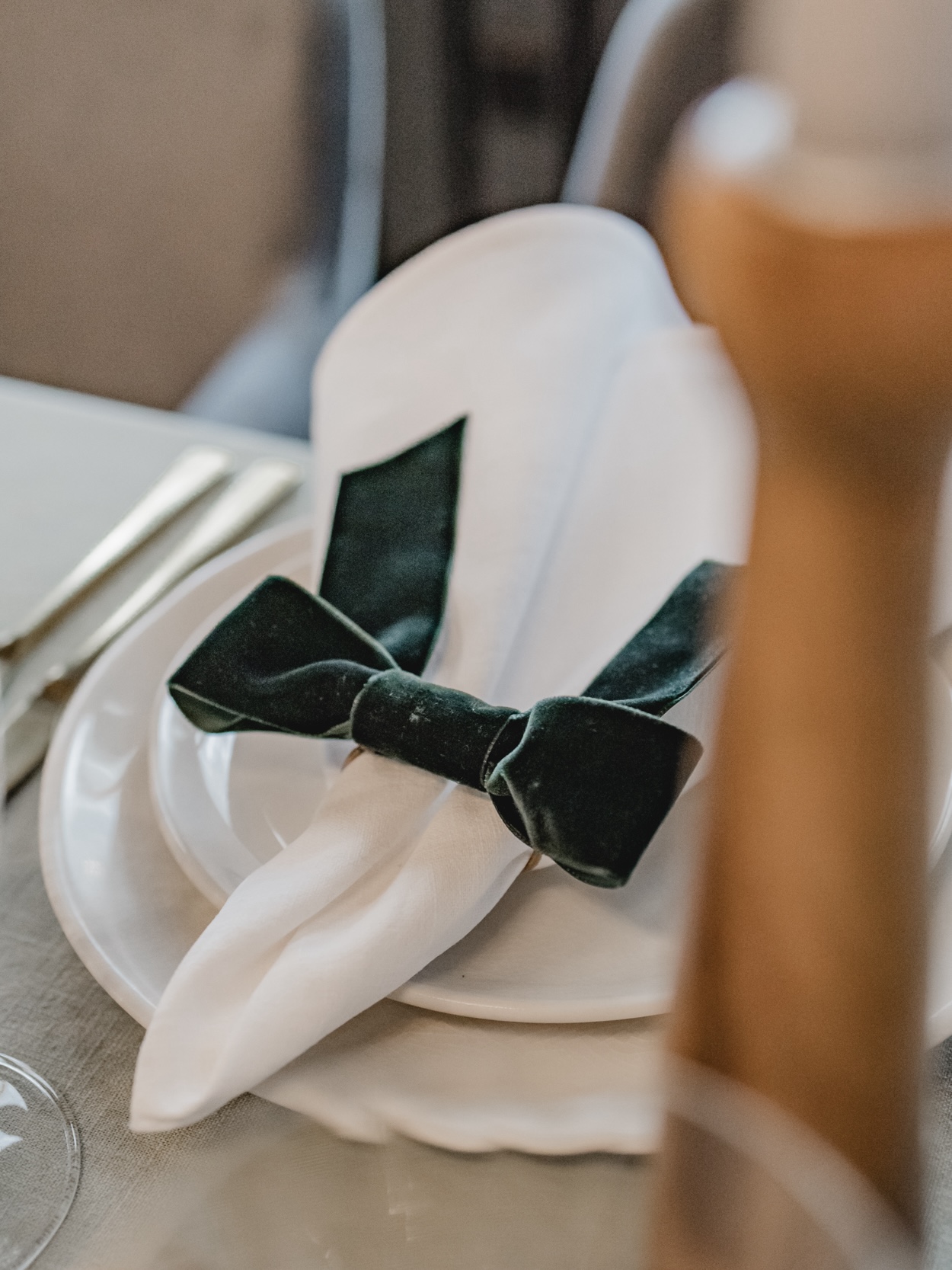 Napkin rings VELVET fir green
