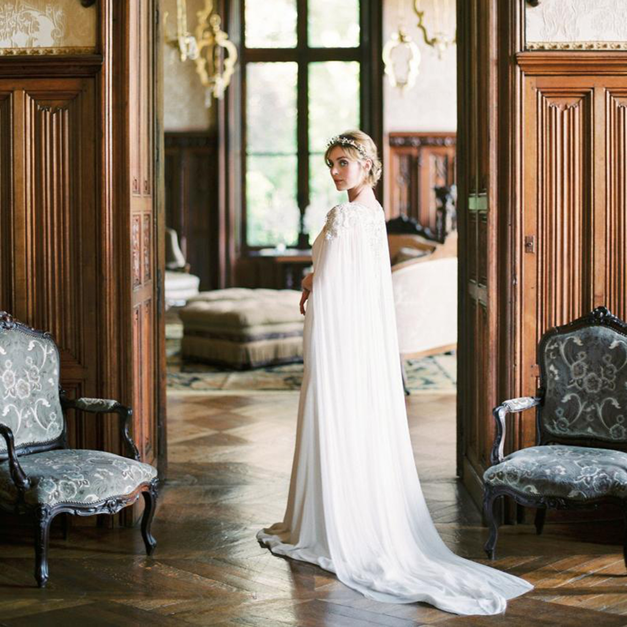 Gibson Bespoke hand-embroidered bridal cape LAKSHMI