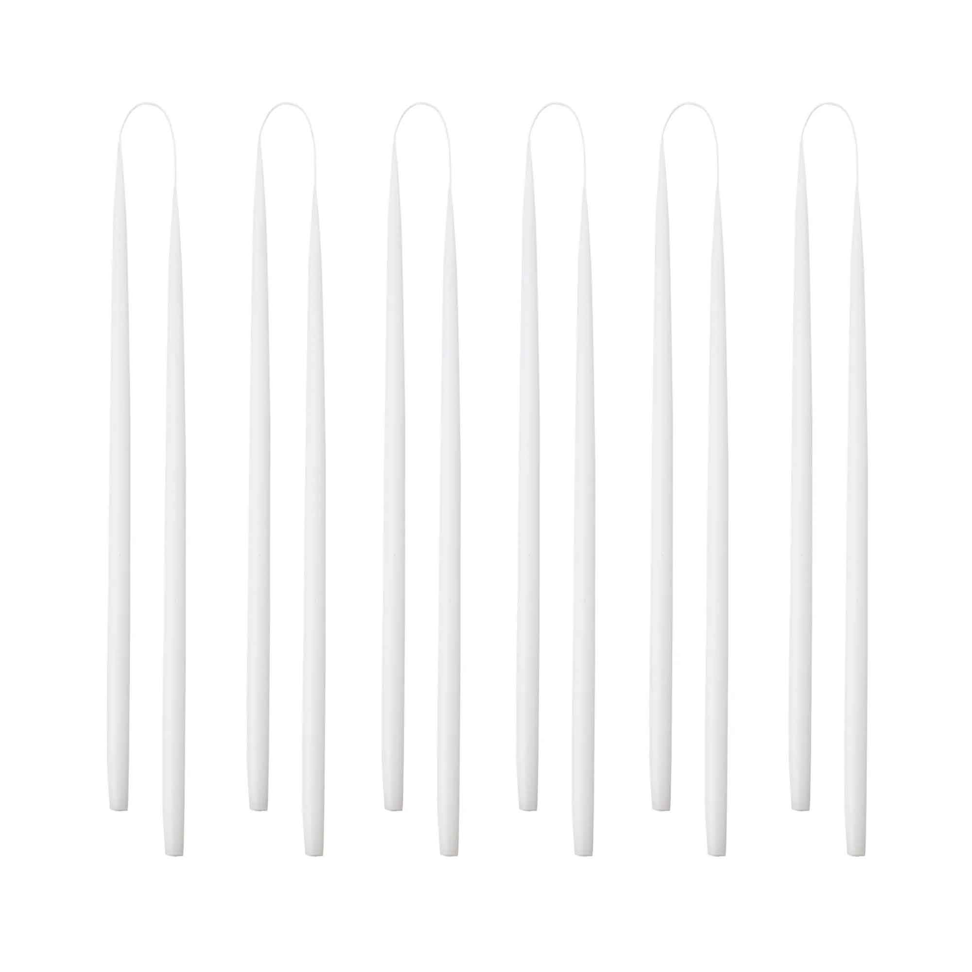 Thin taper candles WHITE - color no. 01, 1.3 x 28 cm - 12 pcs.