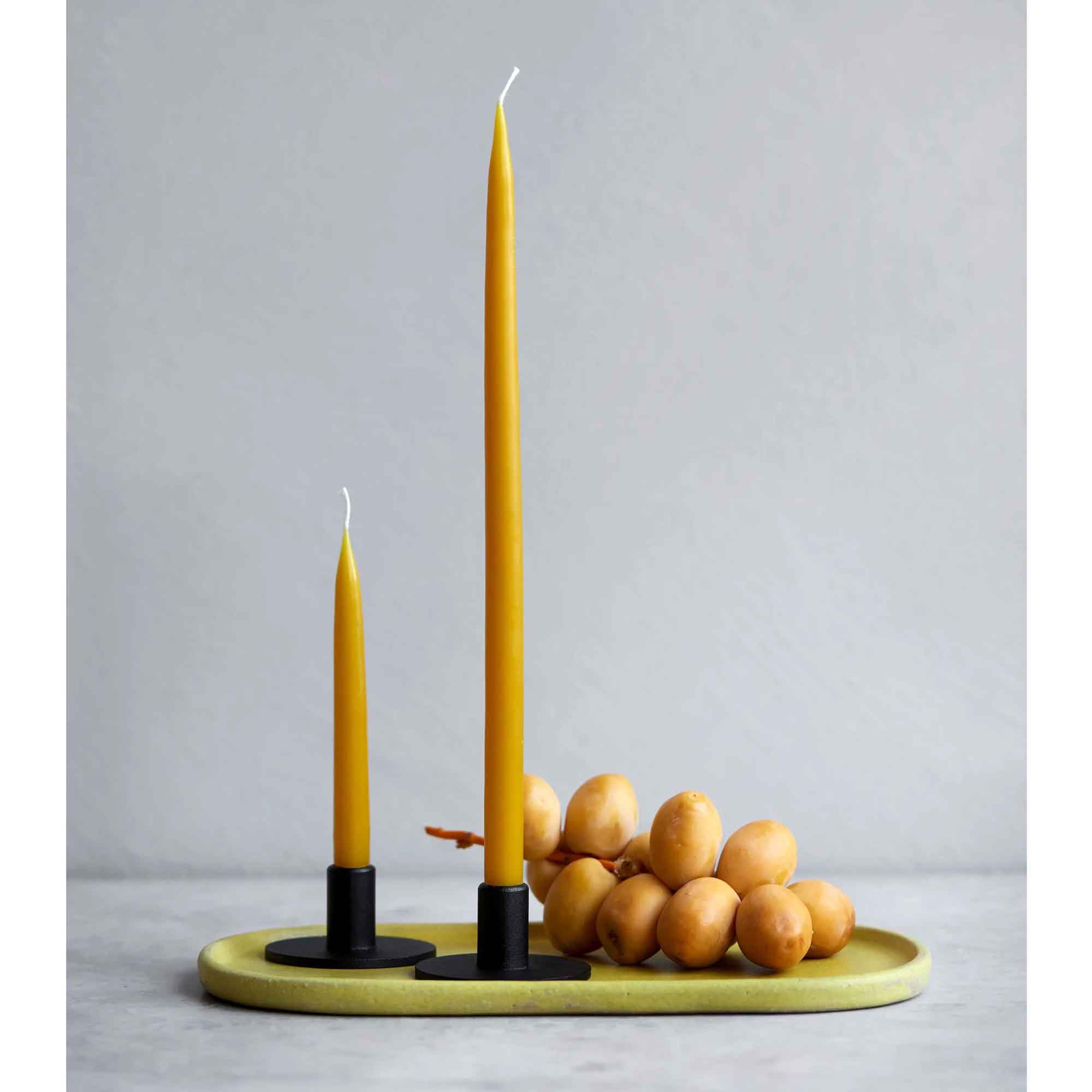 kunstindustrien-duenne-stabkerzen-nagel-quist-honey-senfgelb-2 Thin taper candles HONEY YELLOW | honey - color no. 69, 1.3 x 28 cm - 12 pcs.